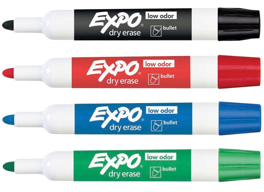 Image for EXPO Dry Erase Markers, Bullet Tip, Assorted Colors, Set of 4 from School Specialty